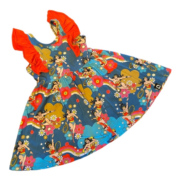 RAGS Tank Ruffle Swing Dress - 'Wonder Woman Floral' Warner Bros Collect… - Picture 3 of 5